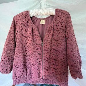 Urban Outfitters Pins And Needles Lace Fully lined Purple Bomber, size small